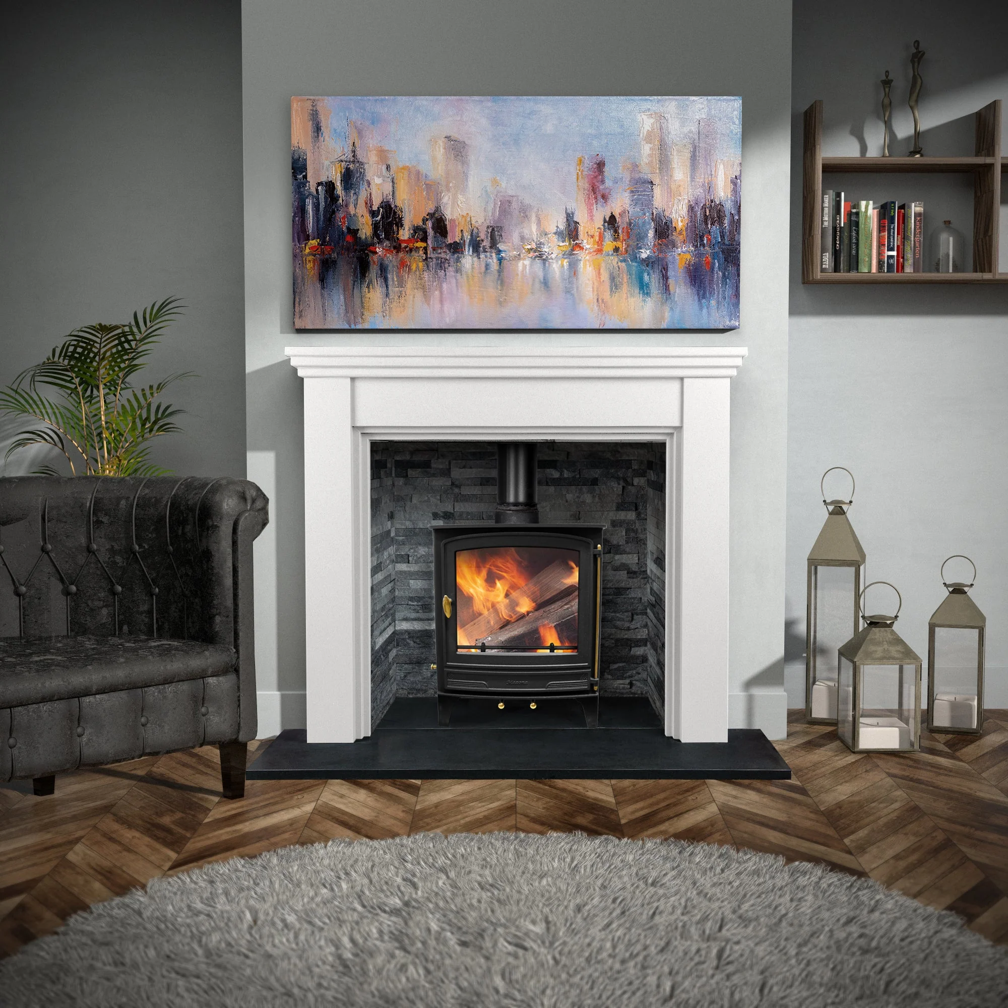 Mazona Warwick Widescreen 5kW Multifuel Woodburning Stove, With Log Store, Freestanding, Eco Design Approved, Defra Approved - Image 5