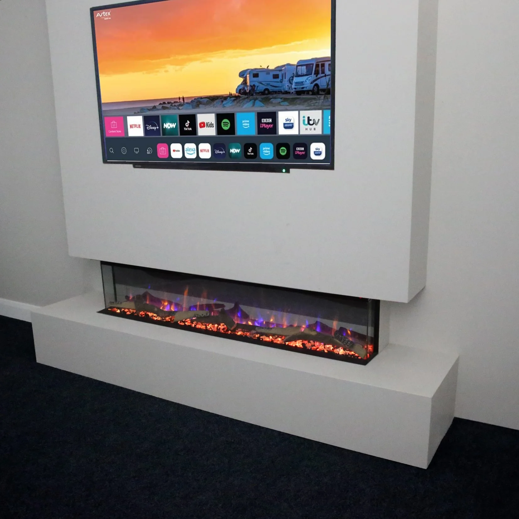 Ezee Glow 60'' Celestial Built-In Media Wall Electric Fire - Image 2