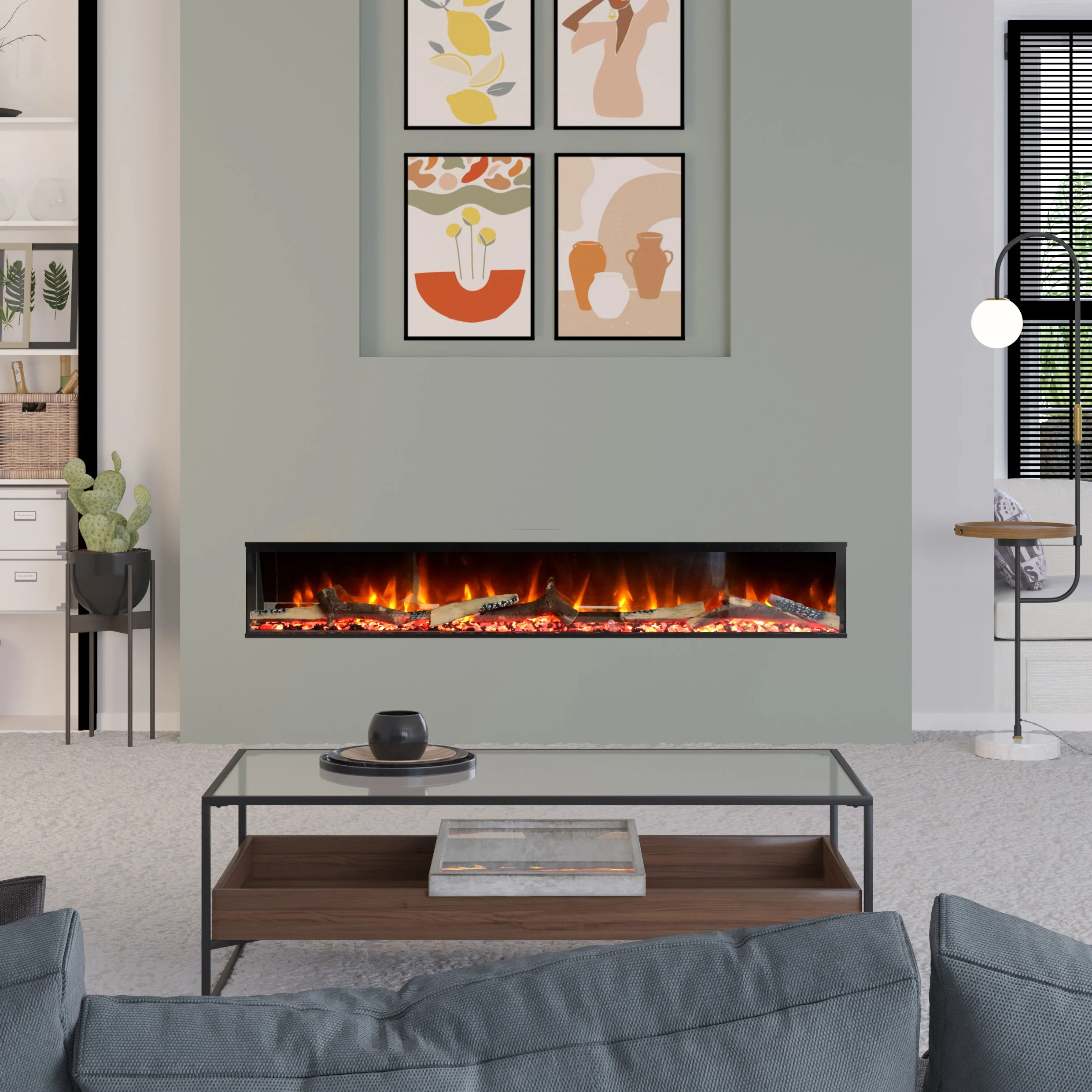 Ezee Glow 60'' Celestial Built-In Media Wall Electric Fire - Image 5