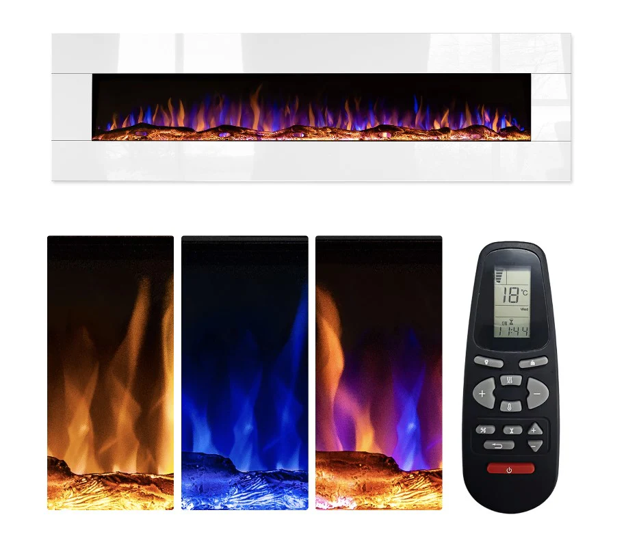 Ezee Glow XL Zara 72" White Wall Mounted or Recessed / Built In Electric Fire - Image 7