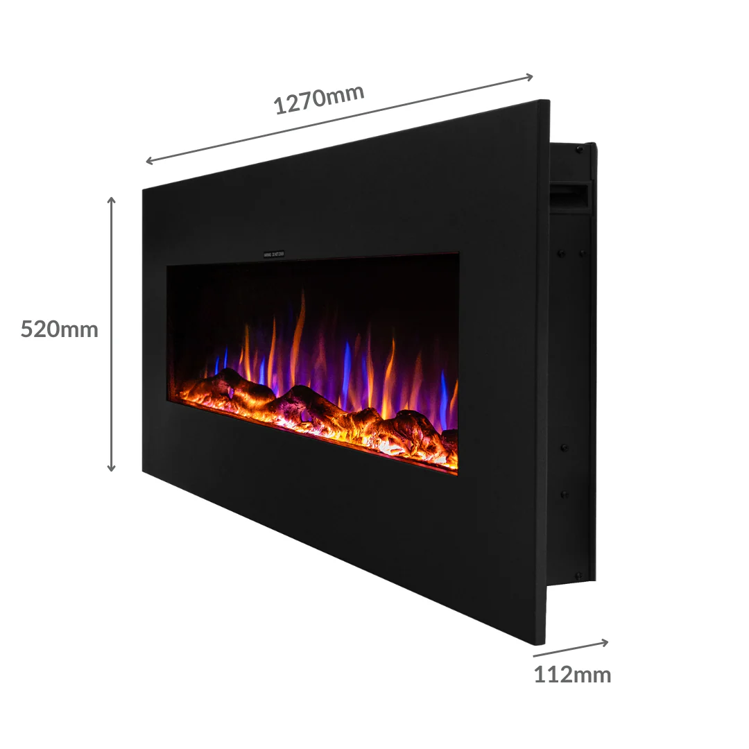 Ezee Glow Zara 50" Metal Frame Wall Mounted or Recessed / Built-In Electric Fire - Image 3